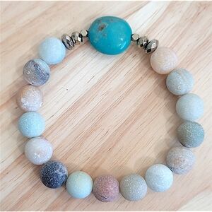Hand Crafted Turquoise Amazomite Bracelet Stretch